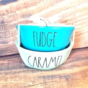 Rae Dunn FUDGE / CARAMEL bowl set